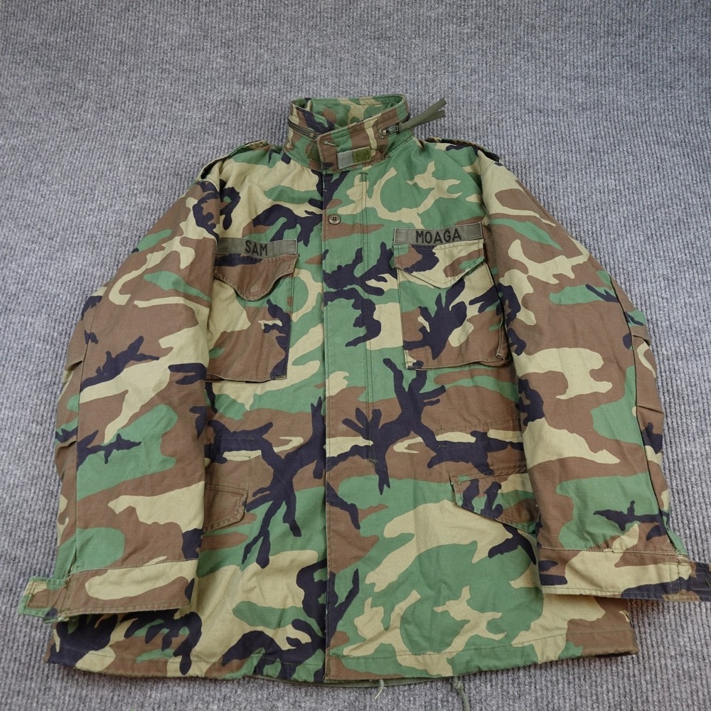 Woodland Camo Cold Weather Jacket Mens XLT Green Field Army Coat Military